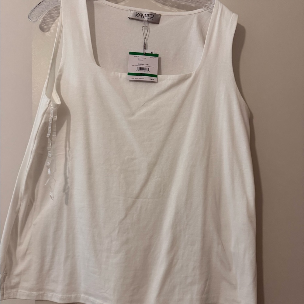 Kasper White Scoop Neck Tank